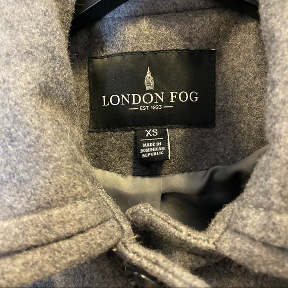 LONDON FOG Gray Wool Pea Coat Extra Small - Picture 4 of 7